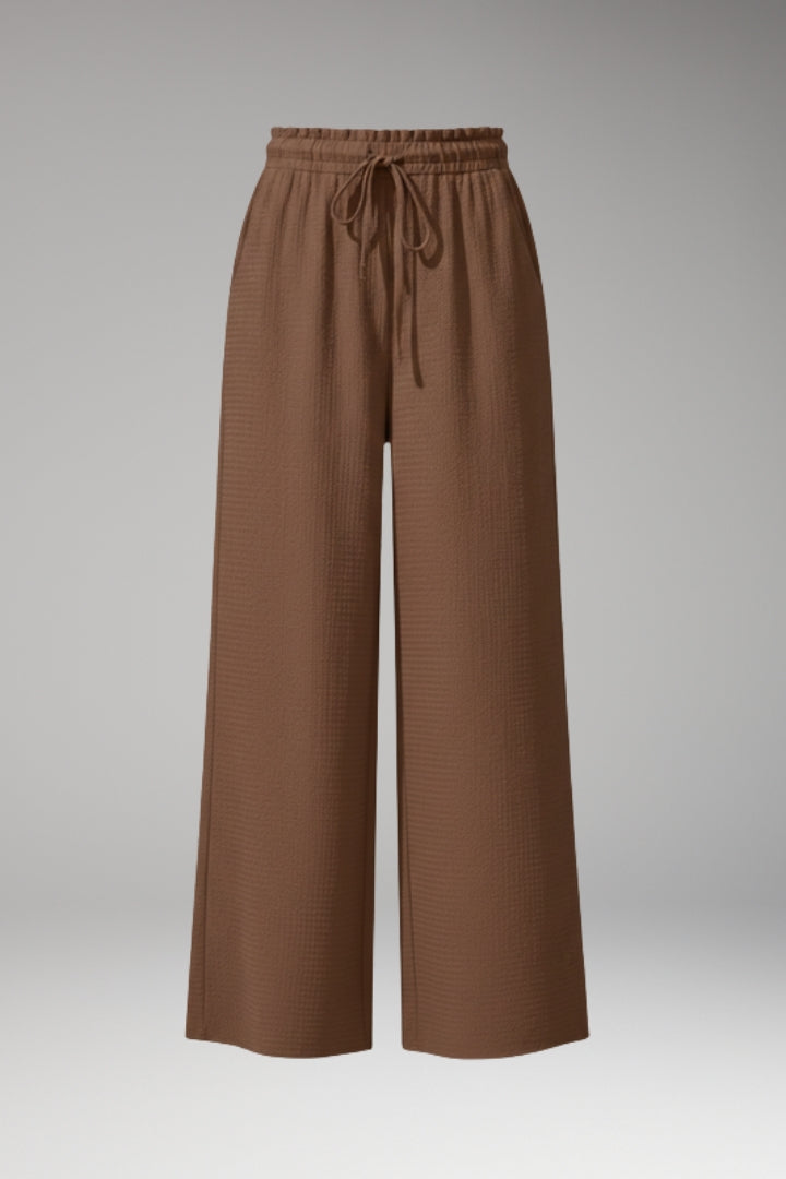 Women’s High-Waisted Wide-Leg Trousers with Adjustable Drawstring