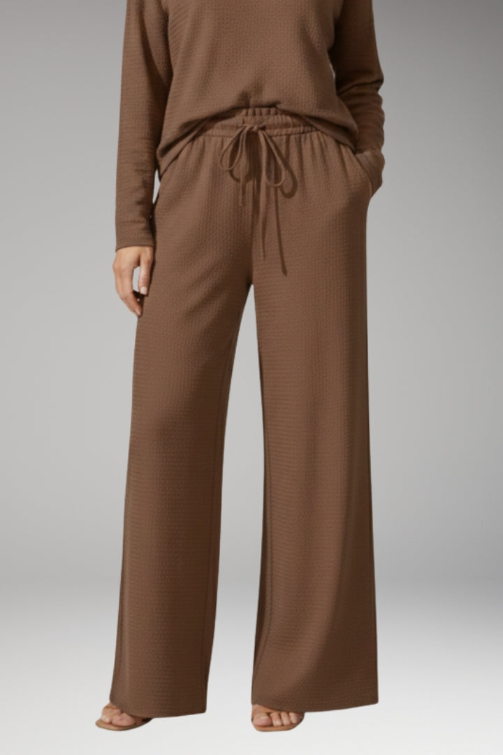 Women’s High-Waisted Wide-Leg Trousers with Adjustable Drawstring
