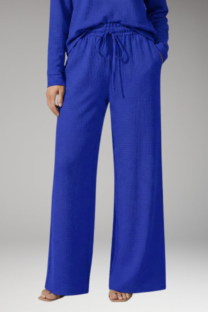 Women’s High-Waisted Wide-Leg Trousers with Adjustable Drawstring