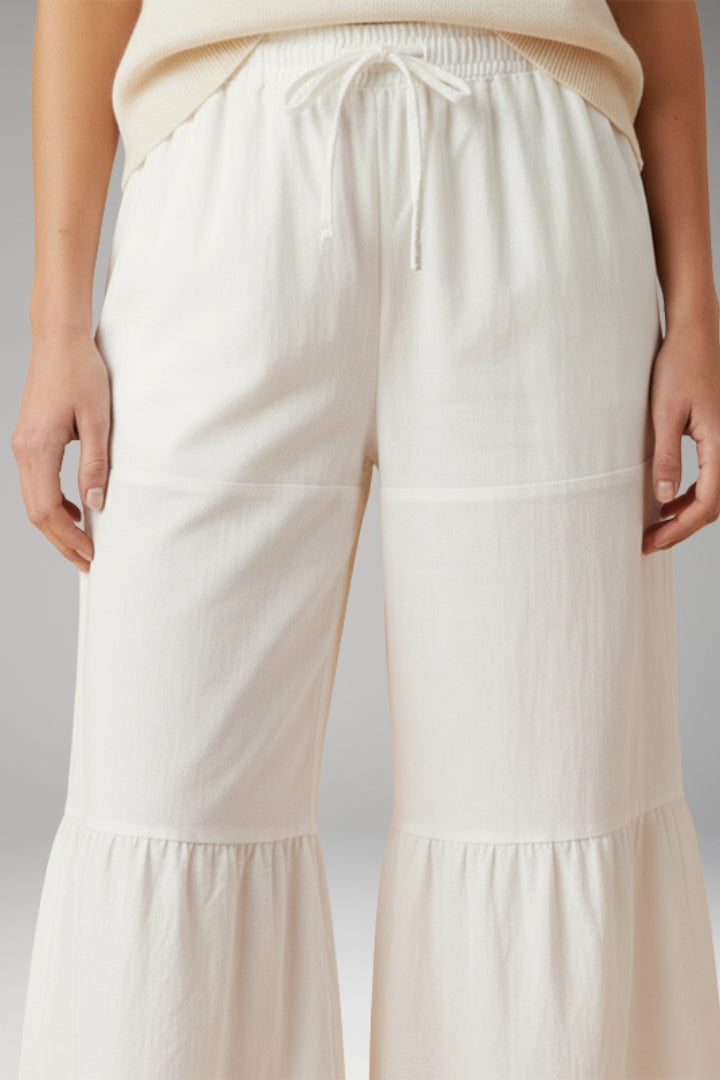 Women’s High-Waisted Wide-Leg Trousers with Tiered Detailing
