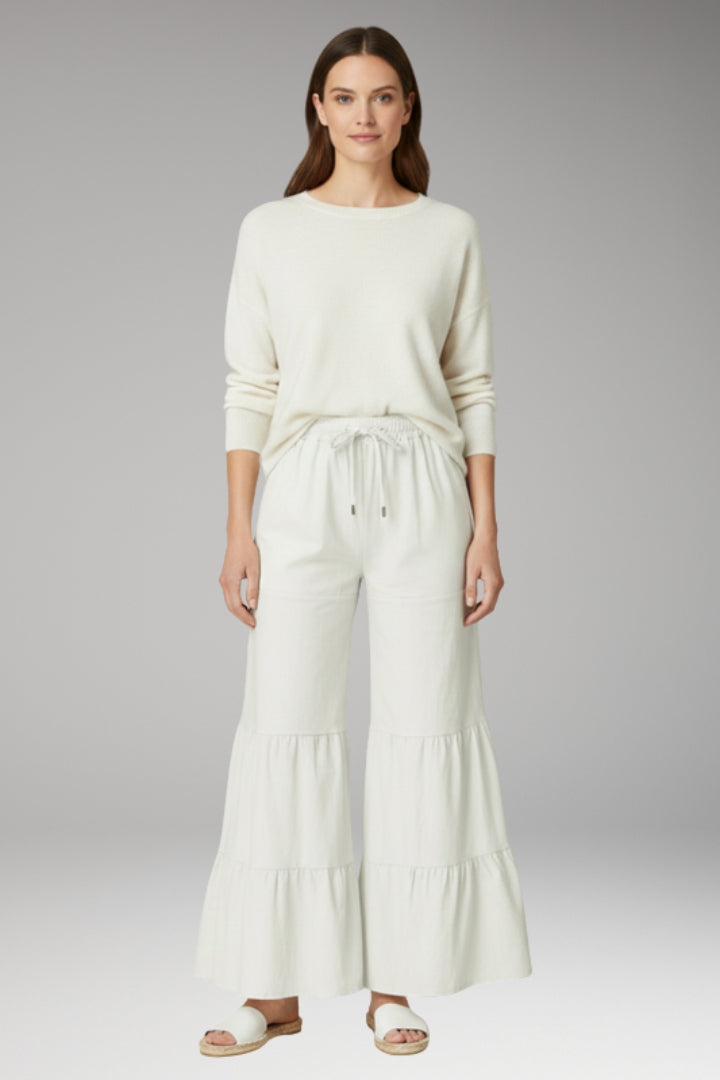Women’s High-Waisted Wide-Leg Trousers with Tiered Detailing