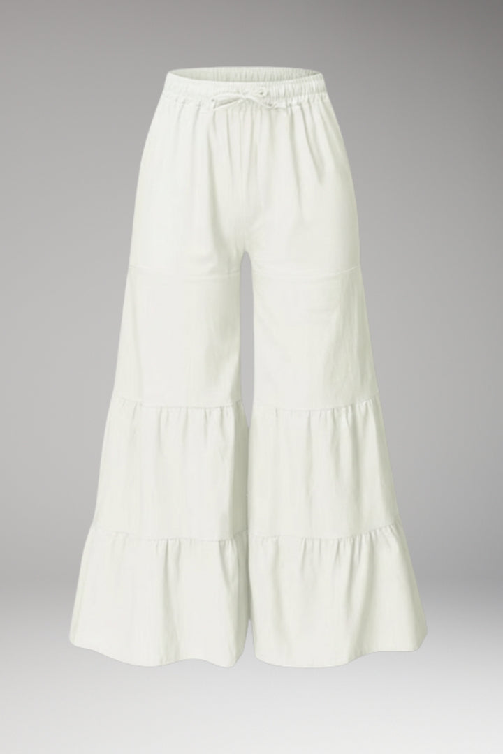 Women’s High-Waisted Wide-Leg Trousers with Tiered Detailing