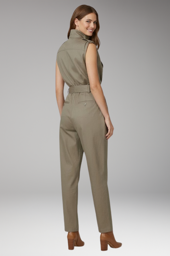 Women's High Neck Jumpsuit with Belted Waist