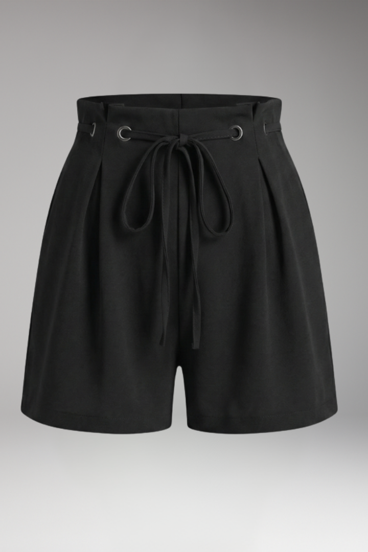Women's High Waist Shorts with Pleats and Tie Waist