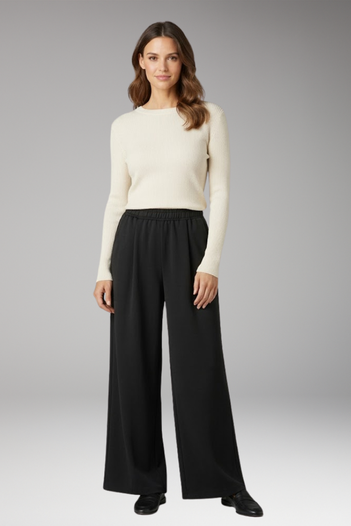 Women's High Waist Wide Leg Trousers with Side Pockets
