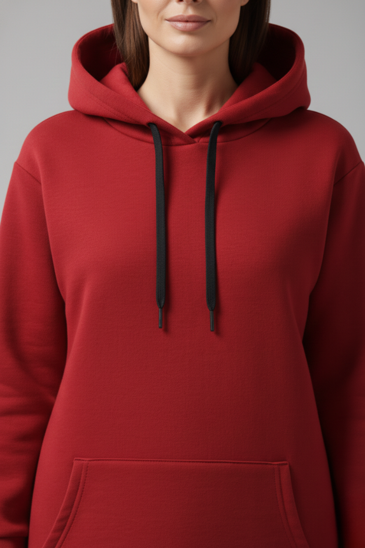 Women's Hooded Dress with Kangaroo Pocket and Drawstring Hood