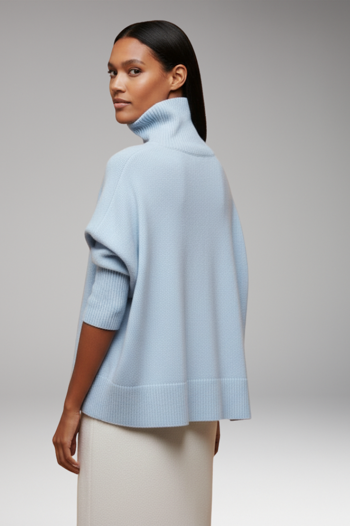 Women’s Turtleneck Jumper with Dolman Sleeves and Ribbed Hem