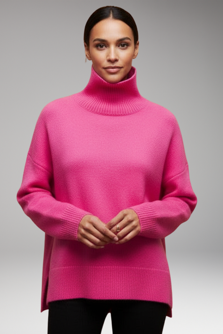 Women’s Turtleneck Jumper with Dolman Sleeves and Ribbed Hem