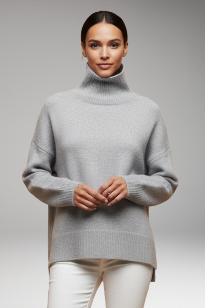 Women’s Turtleneck Jumper with Dolman Sleeves and Ribbed Hem