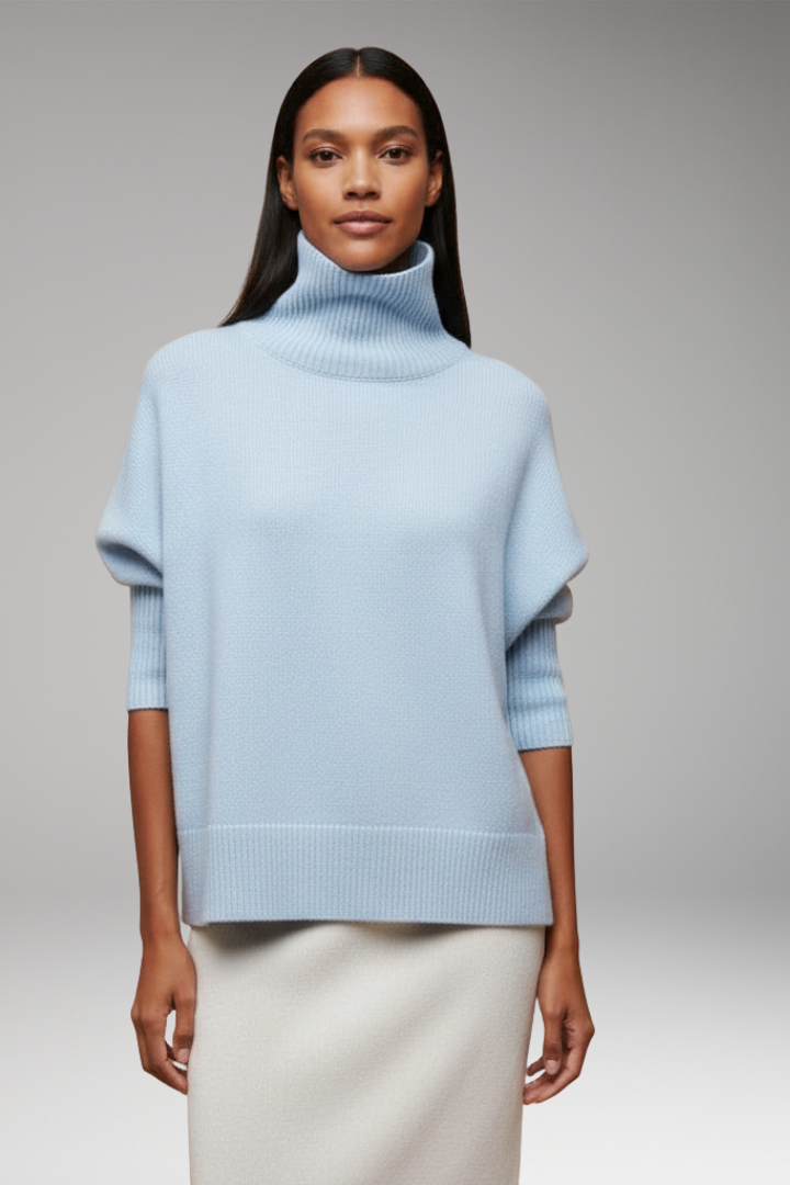 Women’s Turtleneck Jumper with Dolman Sleeves and Ribbed Hem