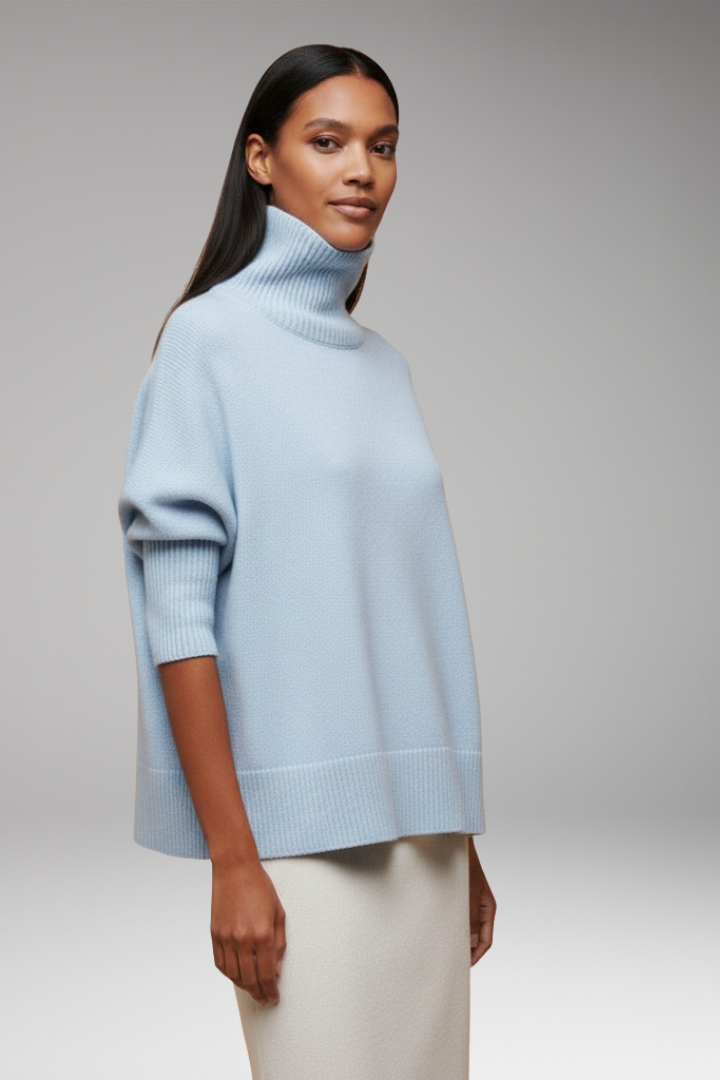 Women’s Turtleneck Jumper with Dolman Sleeves and Ribbed Hem