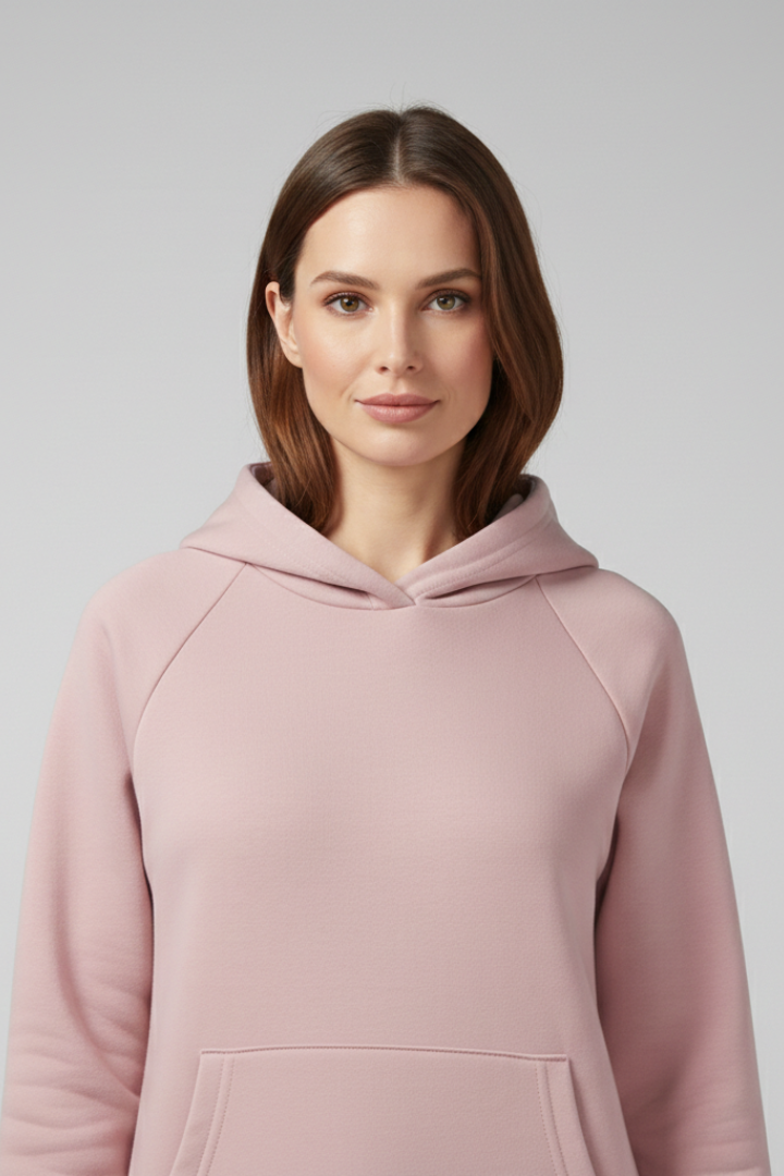 Women's Hoodie Dress with Drawstring Hem and Kangaroo Pocket