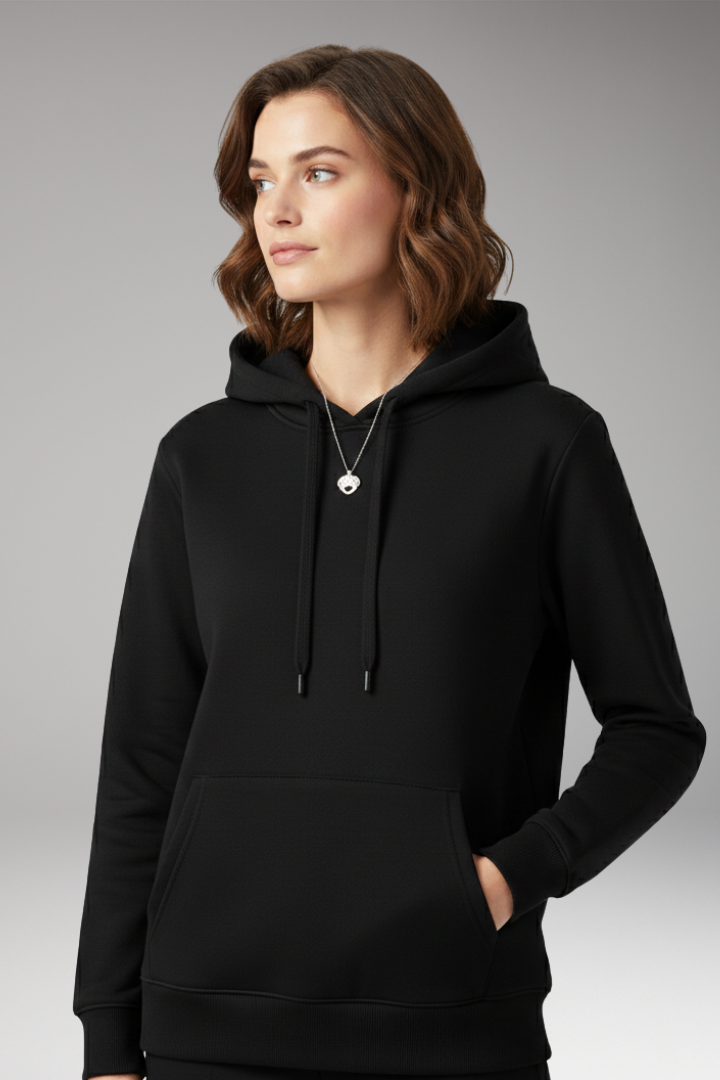 Women’s Hoodie with Adjustable Hood and Ribbed Edges
