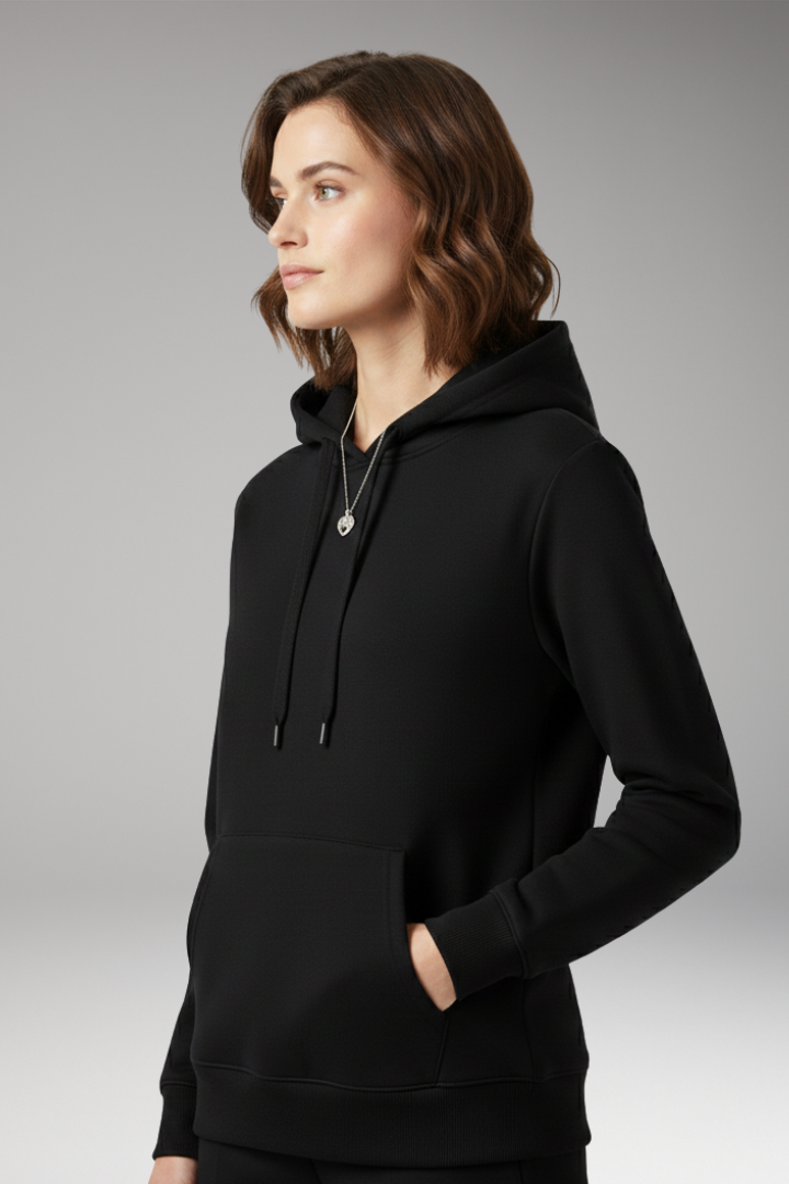 Women’s Hoodie with Adjustable Hood and Ribbed Edges