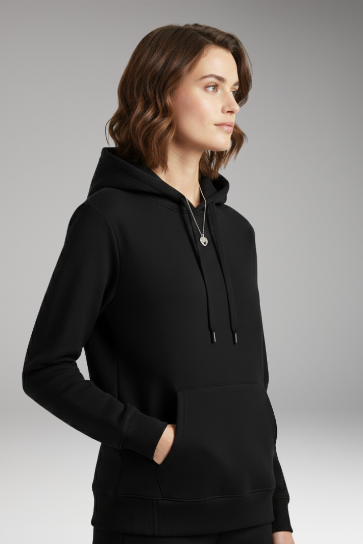 Women’s Hoodie with Adjustable Hood and Ribbed Edges