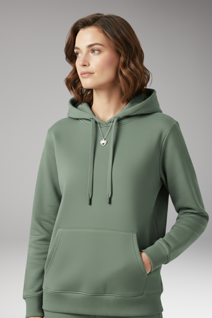 Women’s Hoodie with Adjustable Hood and Ribbed Edges