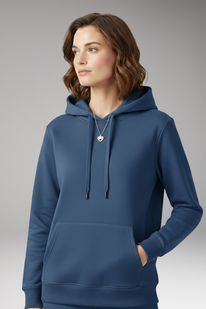 Women’s Hoodie with Adjustable Hood and Ribbed Edges
