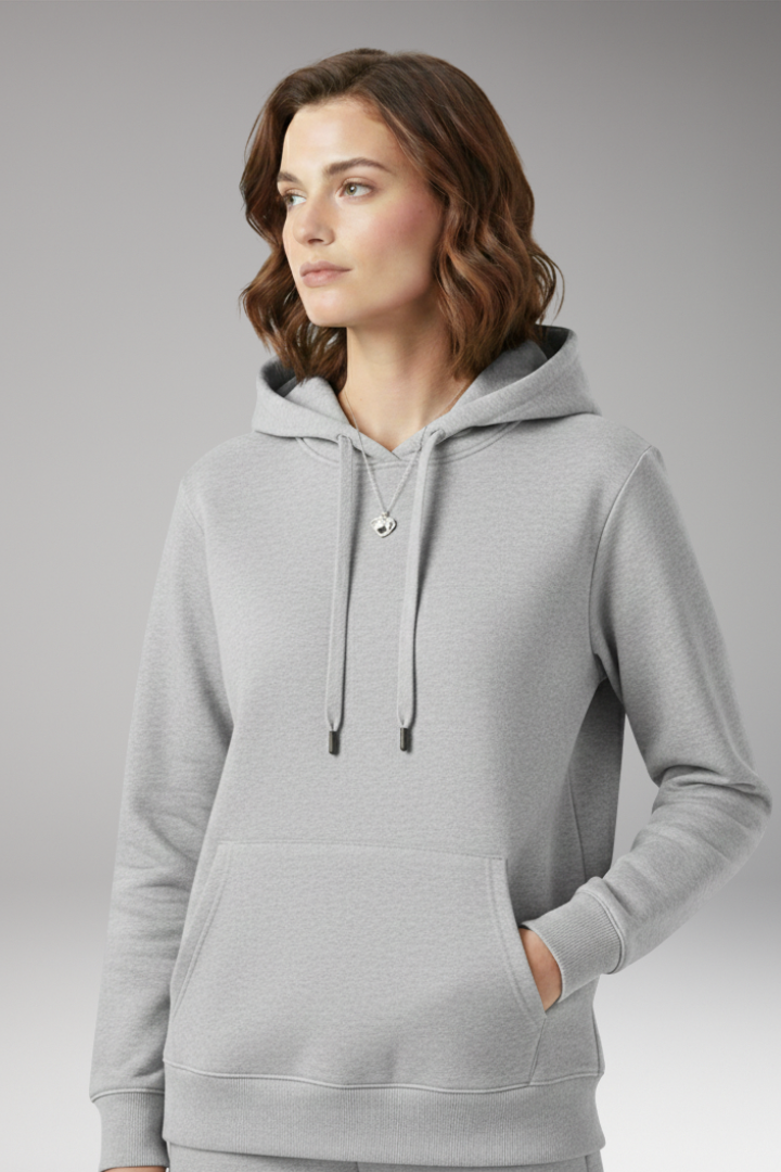 Women’s Hoodie with Adjustable Hood and Ribbed Edges