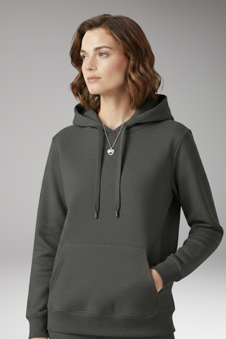 Women’s Hoodie with Adjustable Hood and Ribbed Edges