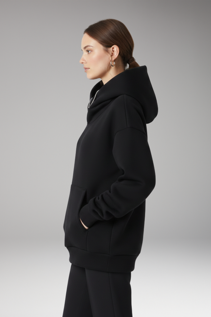 Women’s Hoodie with High Neckline and Wide Hood