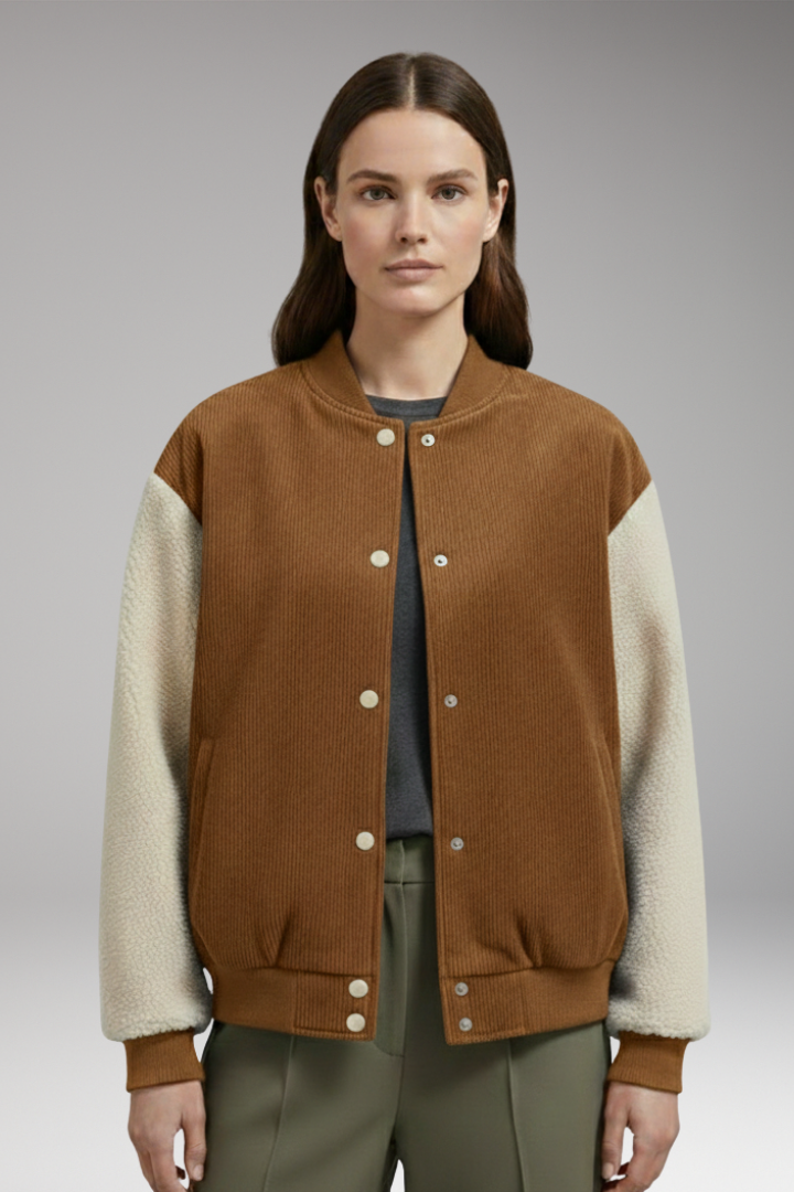 Women’s Jacket with Button Closure and Ribbed Cuffs