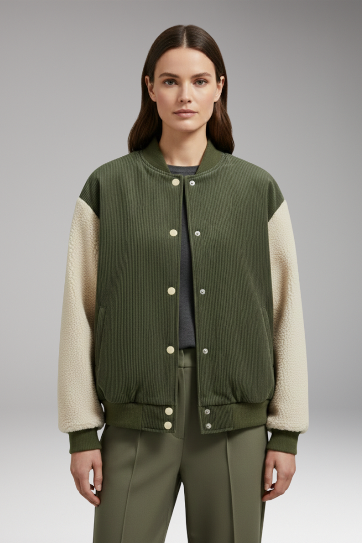 Women’s Jacket with Button Closure and Ribbed Cuffs
