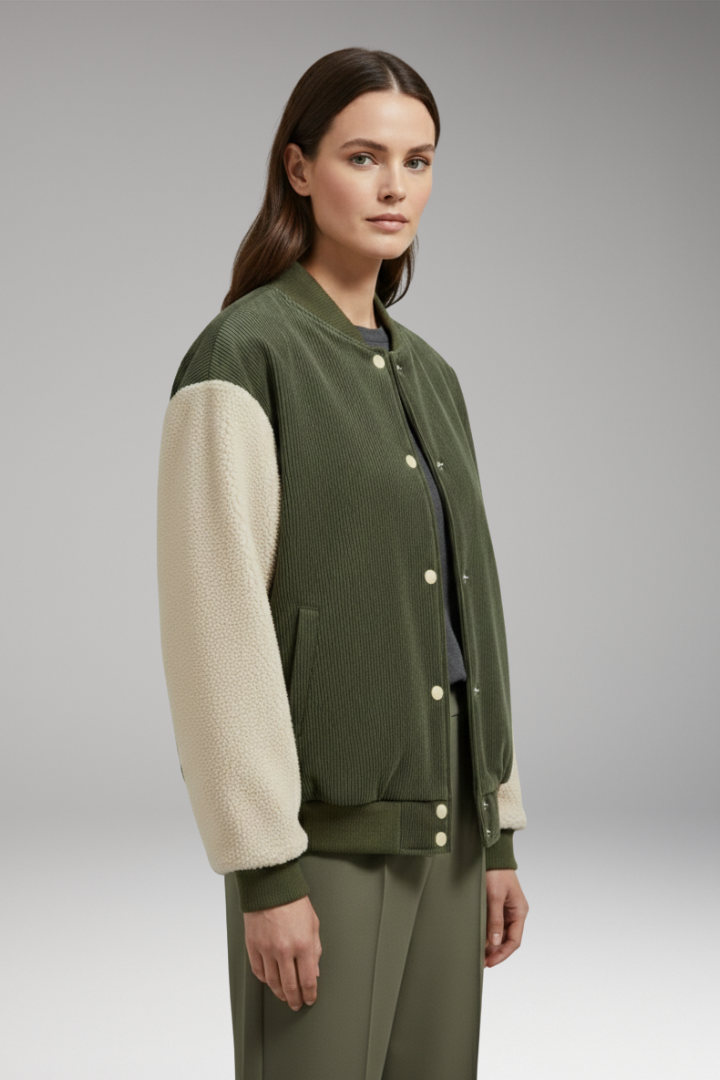 Women’s Jacket with Button Closure and Ribbed Cuffs
