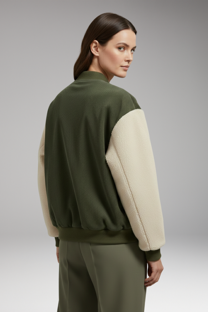 Women’s Jacket with Button Closure and Ribbed Cuffs