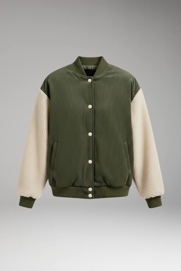 Women’s Jacket with Button Closure and Ribbed Cuffs