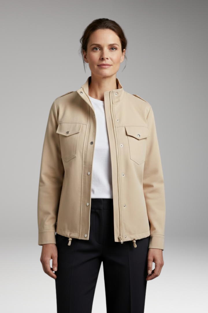 Women's Jacket with Chest Pockets and Stand-Up Collar