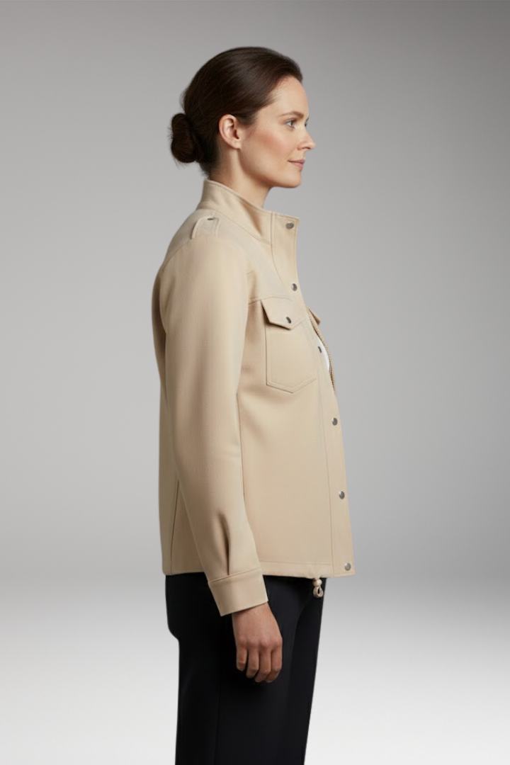 Women's Jacket with Chest Pockets and Stand-Up Collar