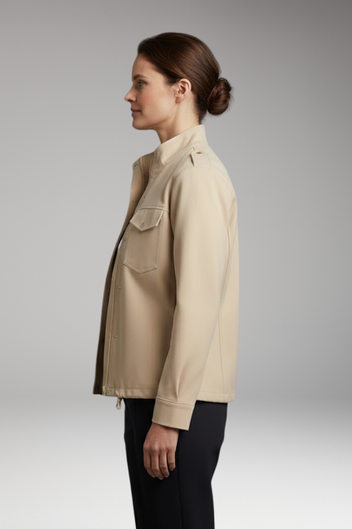 Women's Jacket with Chest Pockets and Stand-Up Collar