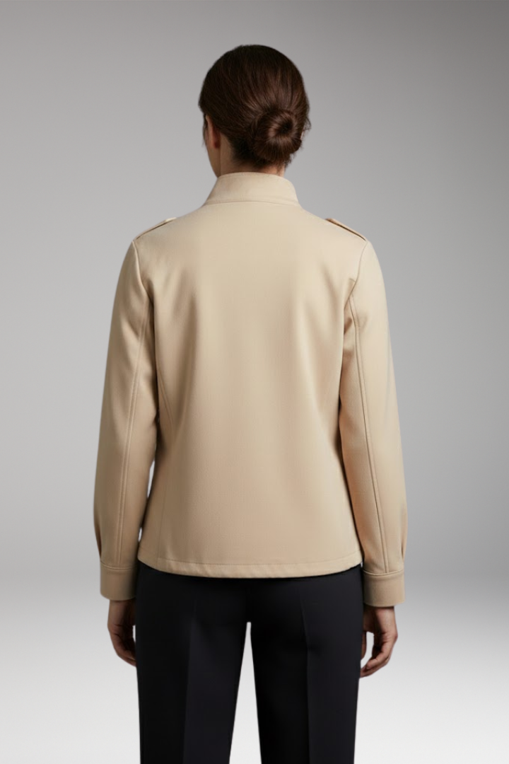 Women's Jacket with Chest Pockets and Stand-Up Collar