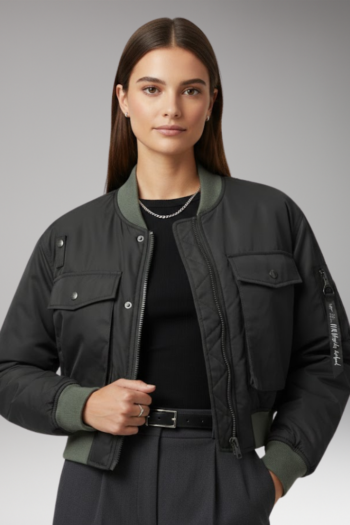 Women’s Jacket with Front Closure and Long Sleeves