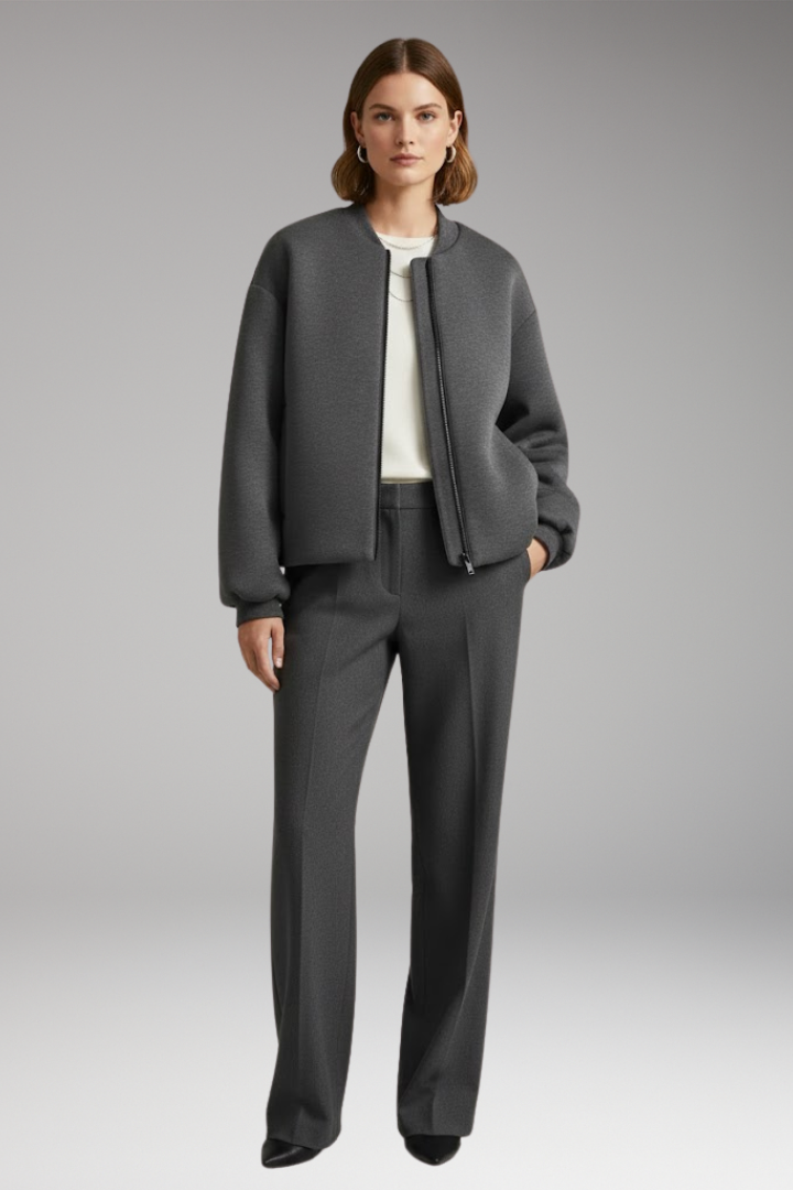 Women's Jacket with Front Zipper and Side Pockets