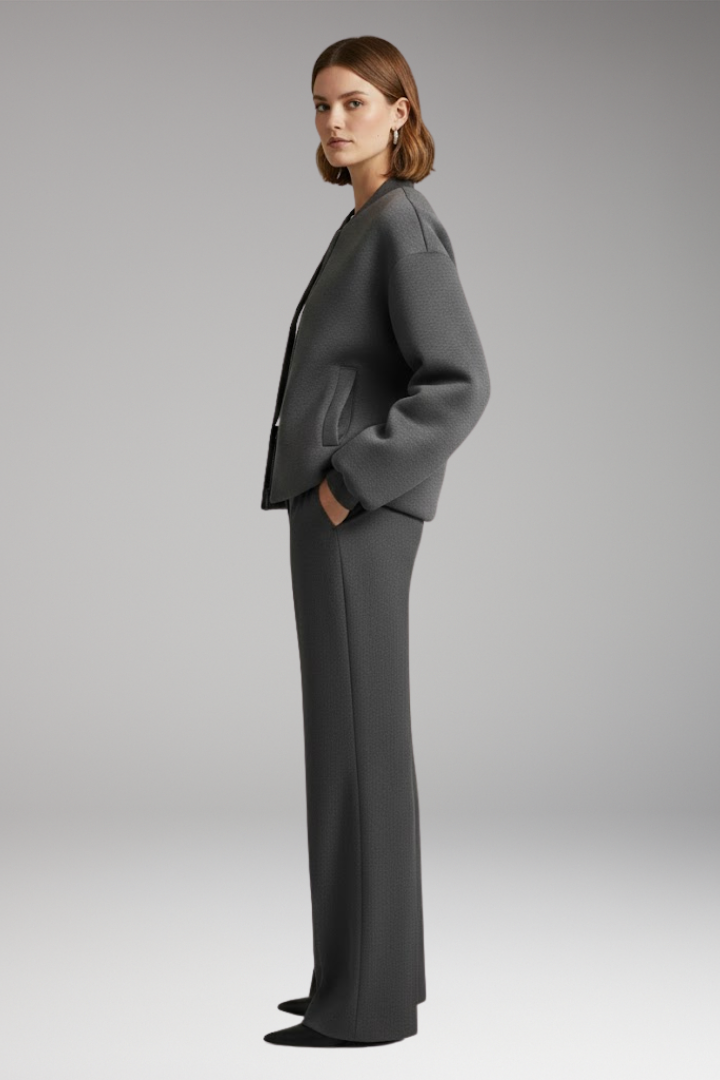 Women's Jacket with Front Zipper and Side Pockets