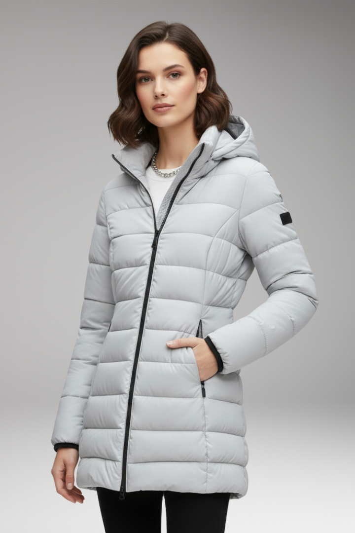 Women’s Jacket with Hood and Quilted Surface