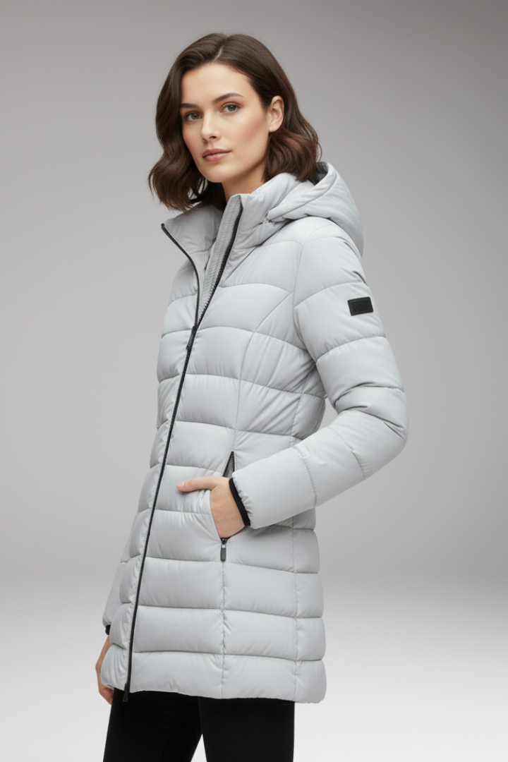 Women’s Jacket with Hood and Quilted Surface