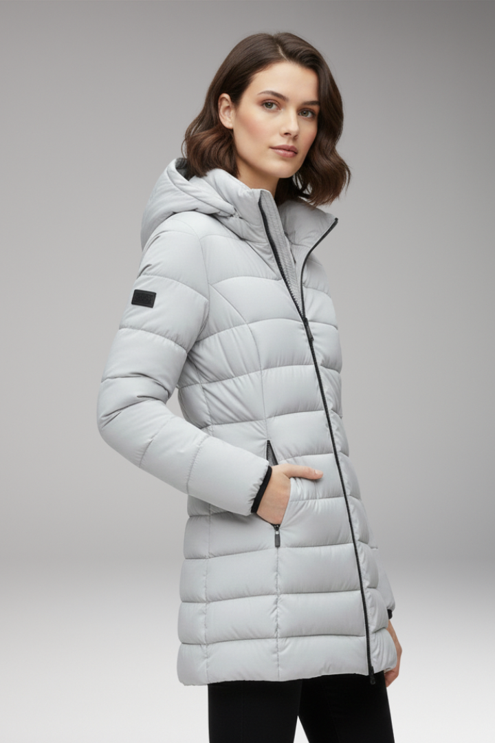 Women’s Jacket with Hood and Quilted Surface