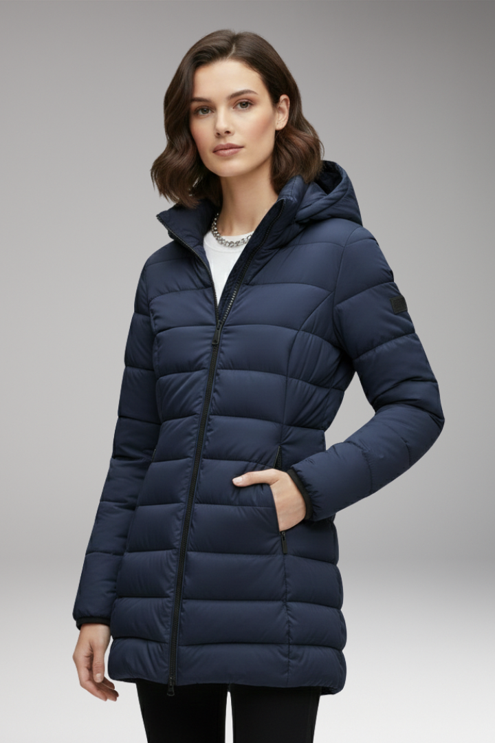 Women’s Jacket with Hood and Quilted Surface