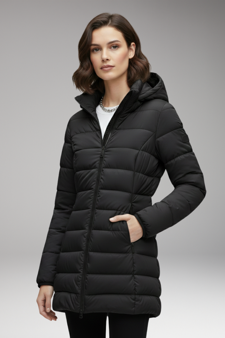 Women’s Jacket with Hood and Quilted Surface