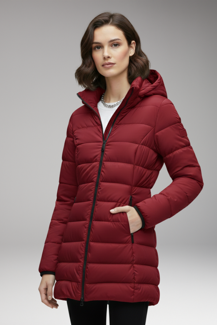 Women’s Jacket with Hood and Quilted Surface