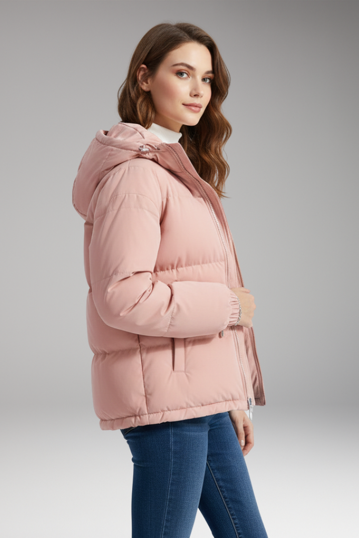 Women’s Jacket with Hood and Stitched Surface