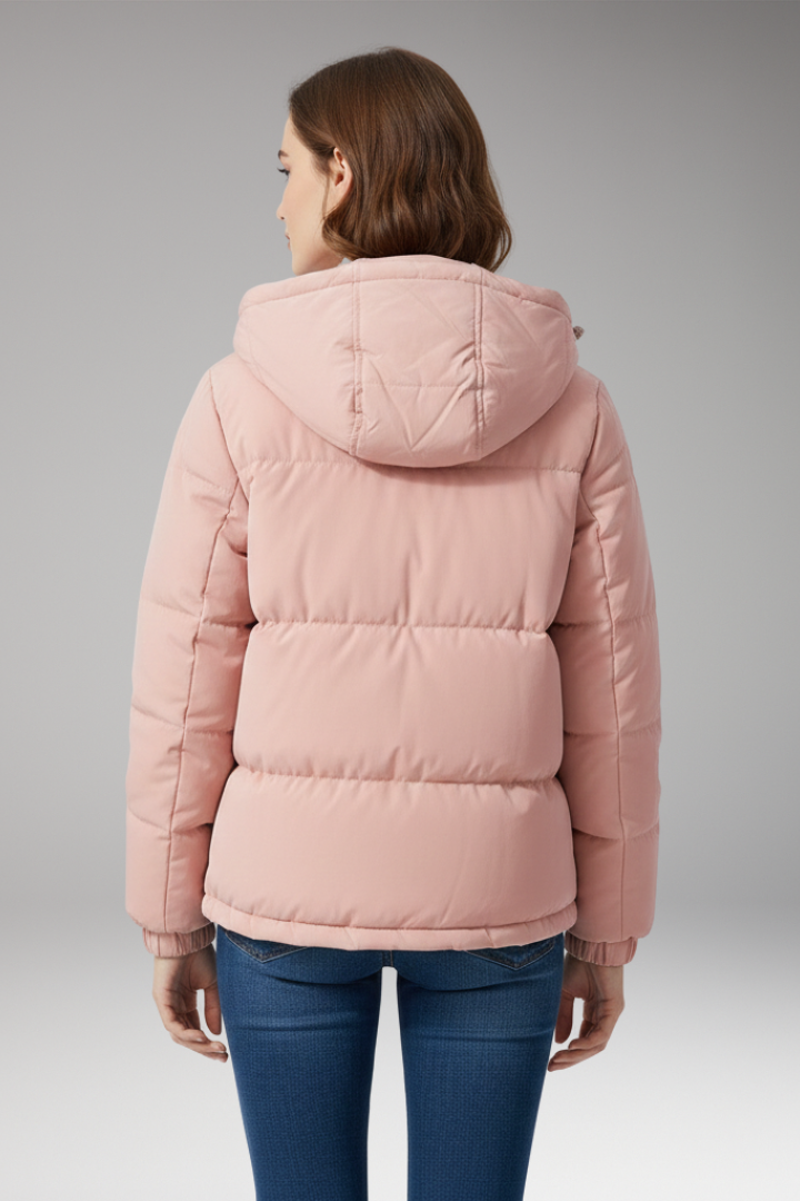 Women’s Jacket with Hood and Stitched Surface