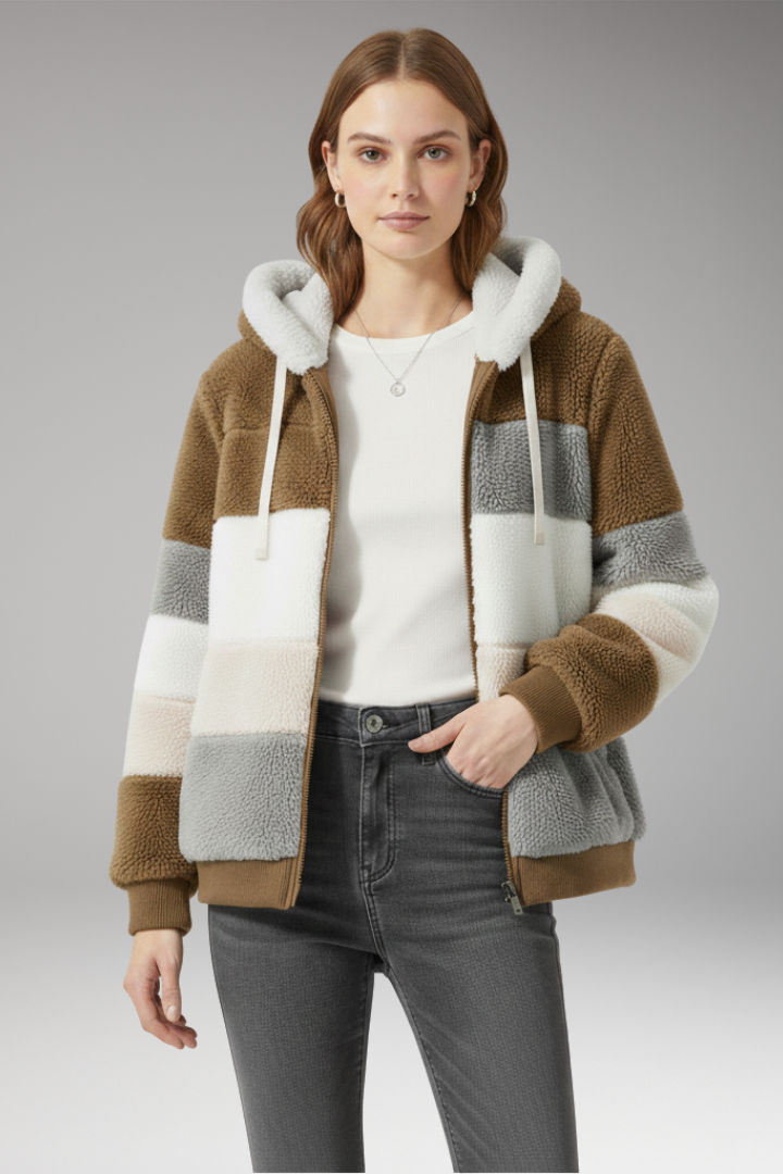 Women’s Jacket with Hood and Striped Surface