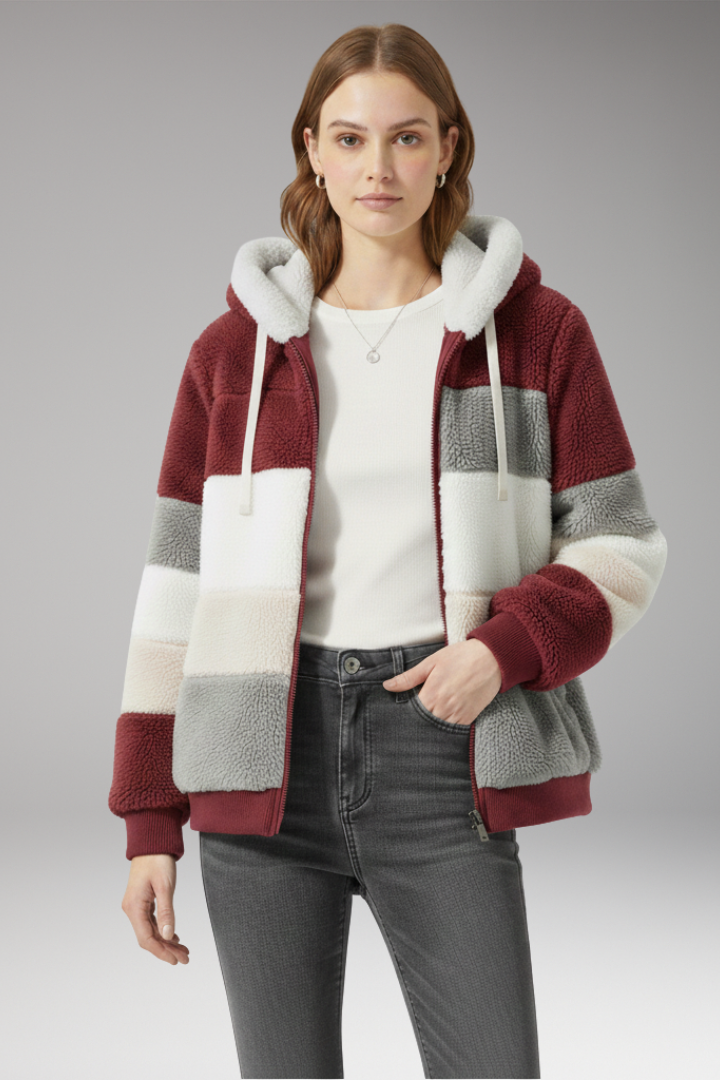 Women’s Jacket with Hood and Striped Surface