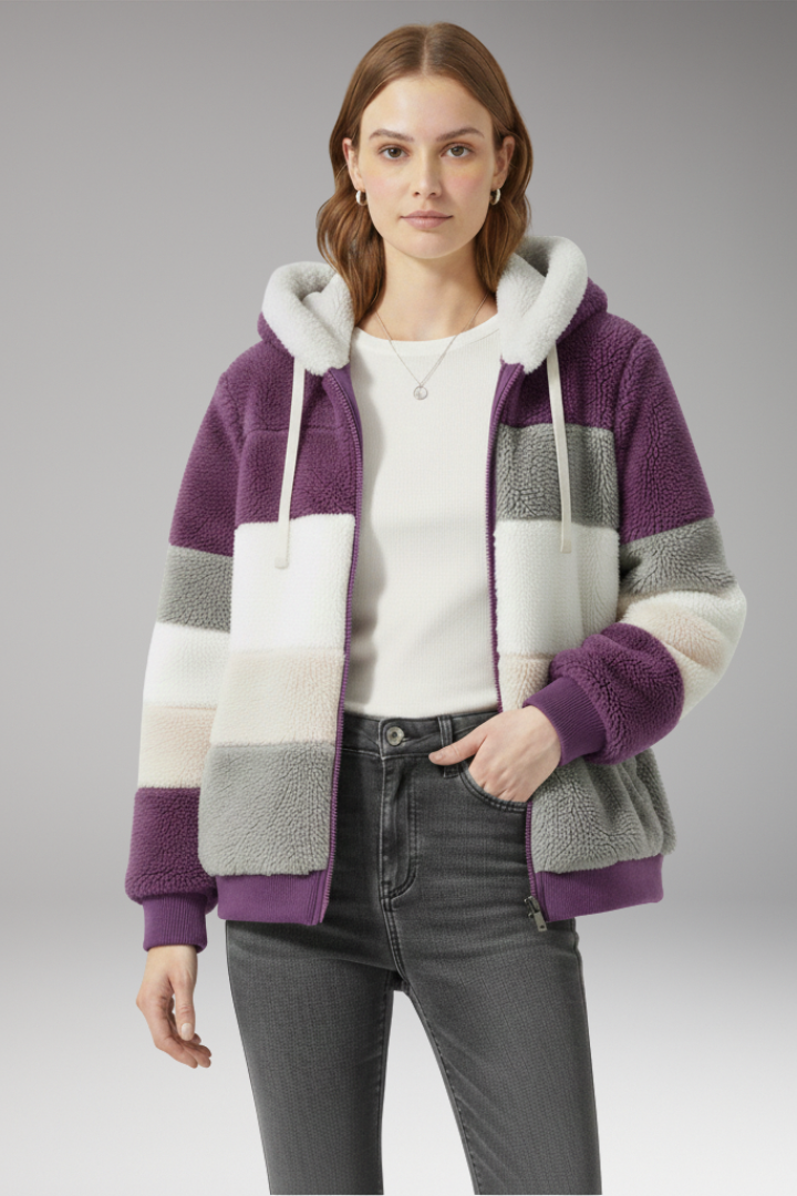 Women’s Jacket with Hood and Striped Surface