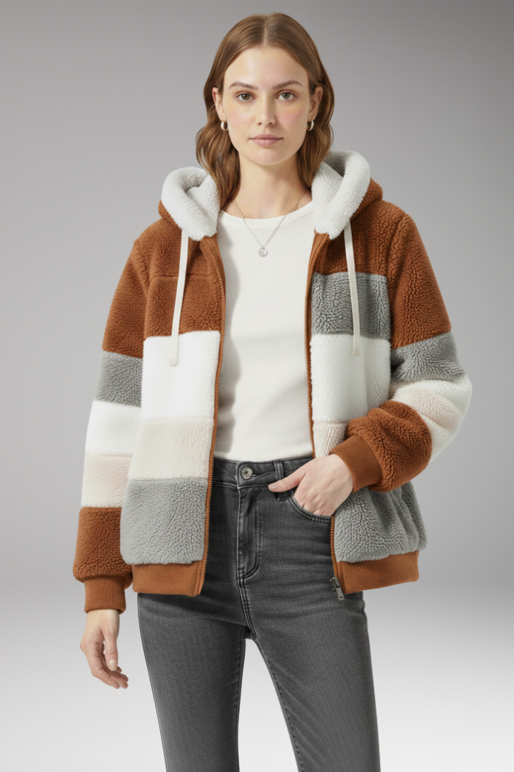 Women’s Jacket with Hood and Striped Surface