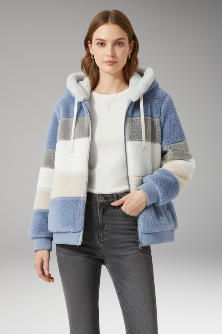 Women’s Jacket with Hood and Striped Surface