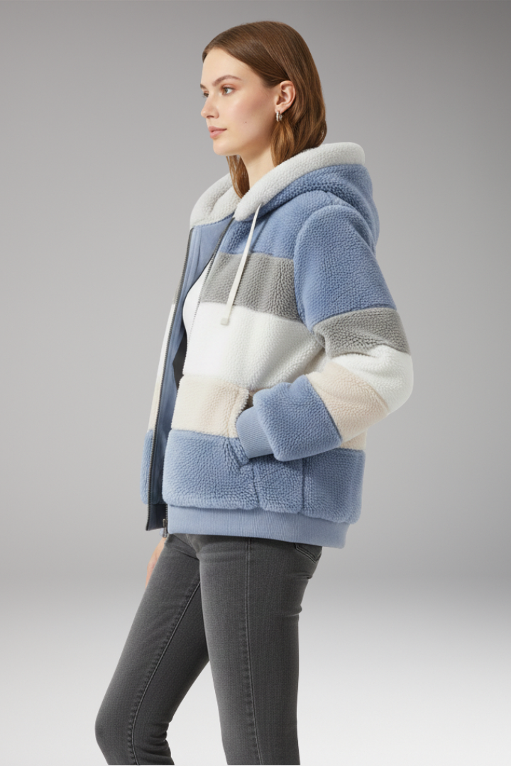 Women’s Jacket with Hood and Striped Surface